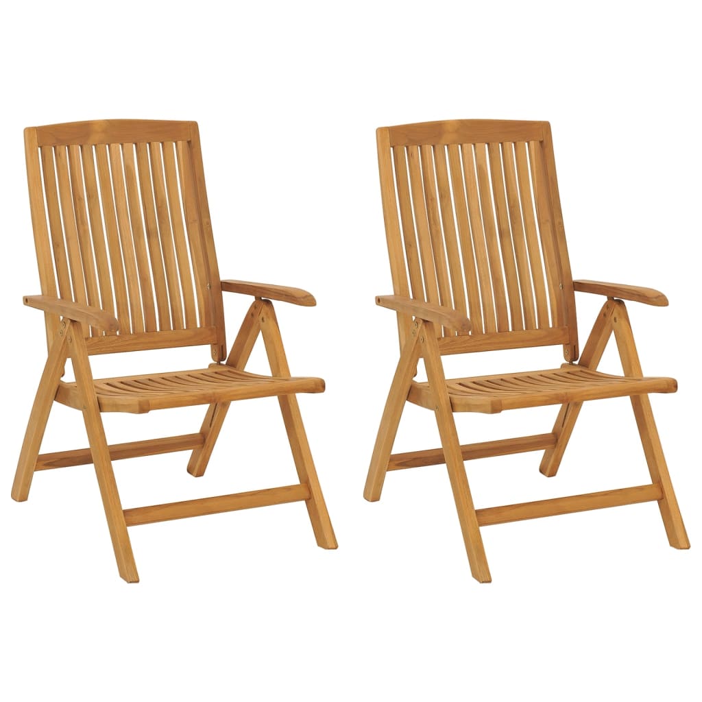 vidaXL Reclining Patio Chairs with Cushions 2 pcs Solid Wood Teak