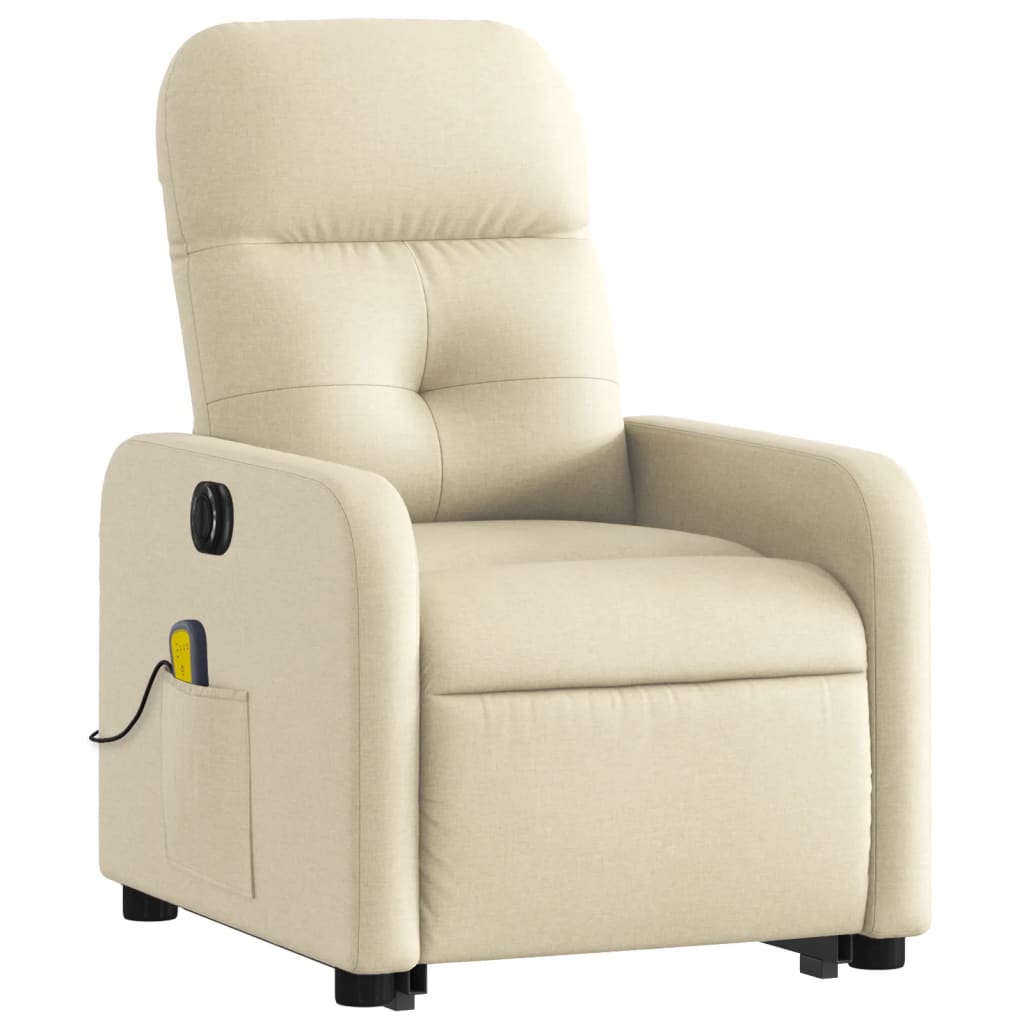 vidaXL Electric Stand up Massage Recliner Chair Cream Fabric