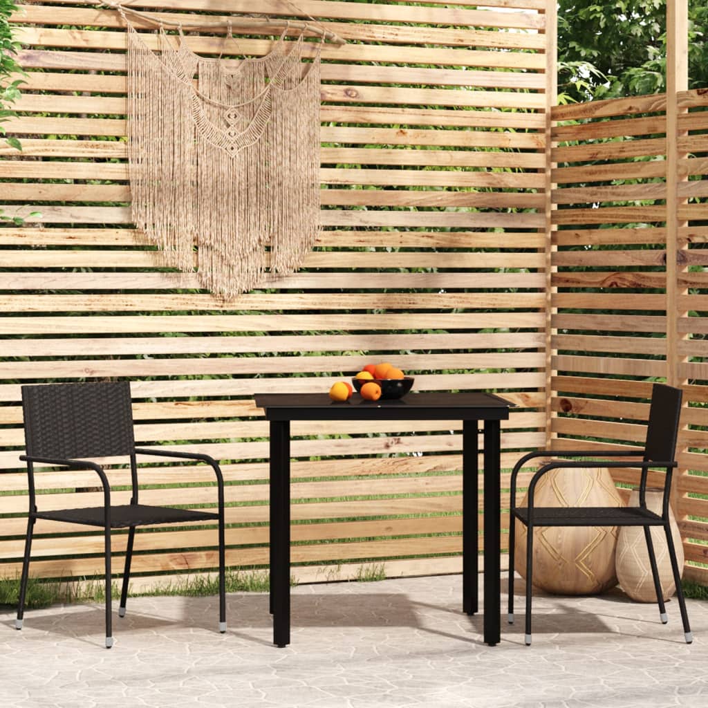 vidaXL 3 Piece Patio Dining Set Black