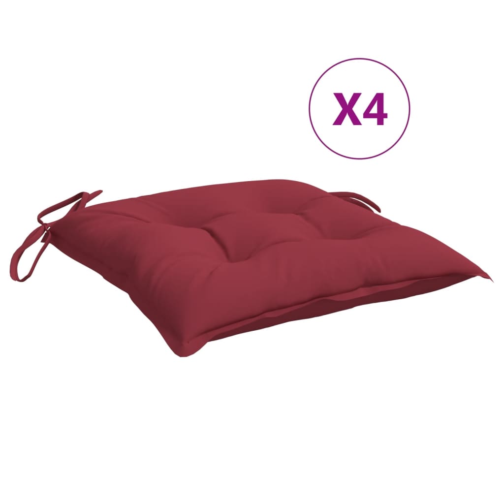 vidaXL Chair Cushions 4 pcs Wine Red 15.7"x15.7"x2.8" Oxford Fabric