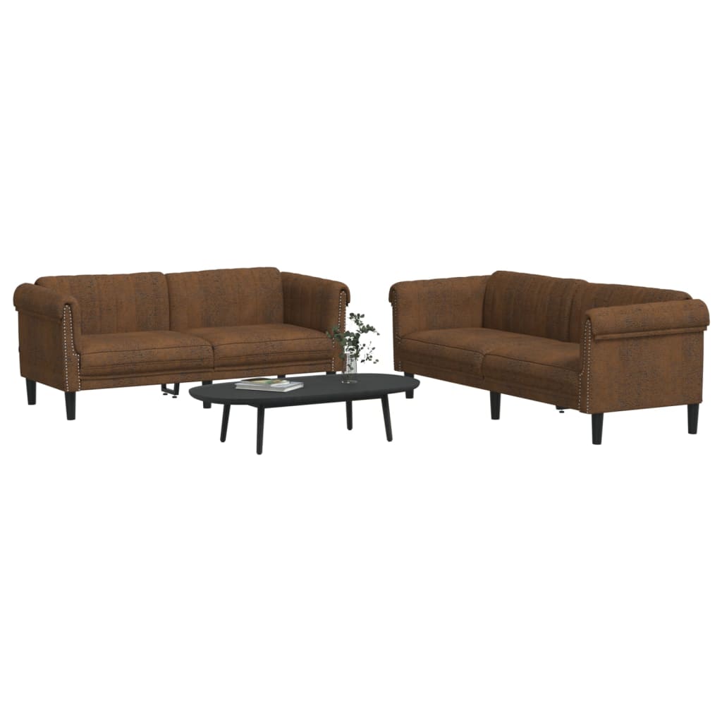 vidaXL 2 Piece Sofa Set Brown Velvet