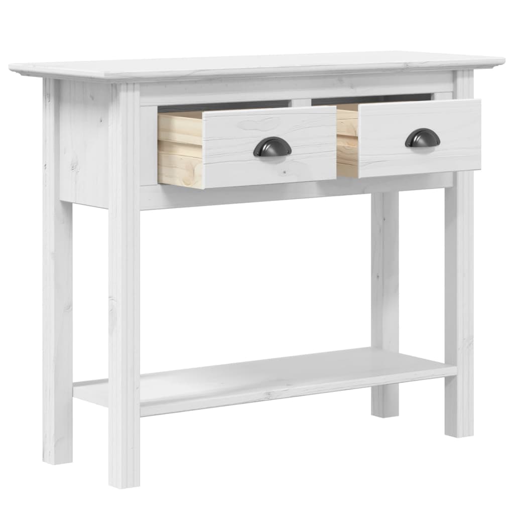 vidaXL Console Table BODO White 35.8"x13.8"x29.1" Solid Wood Pine