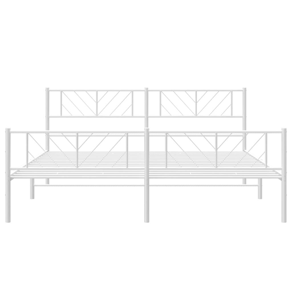 vidaXL Metal Bed Frame without Mattress with Footboard White 72"x83.9"