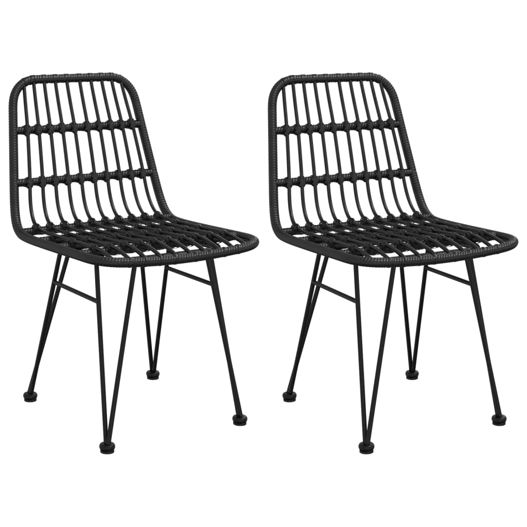 vidaXL Patio Chairs 2 pcs Black 18.9"x24.4"x33.1" PE Rattan