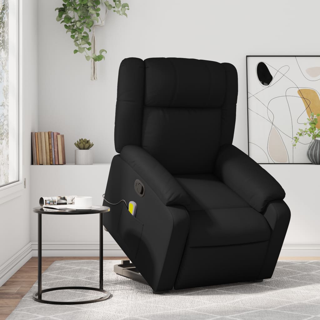 vidaXL Stand up Massage Recliner Chair Black Faux Leather