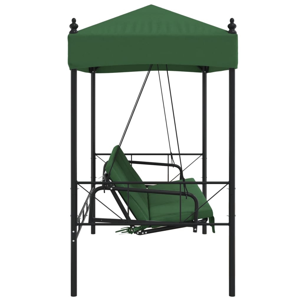 vidaXL Patio Swing Bench with Canopy Green Steel