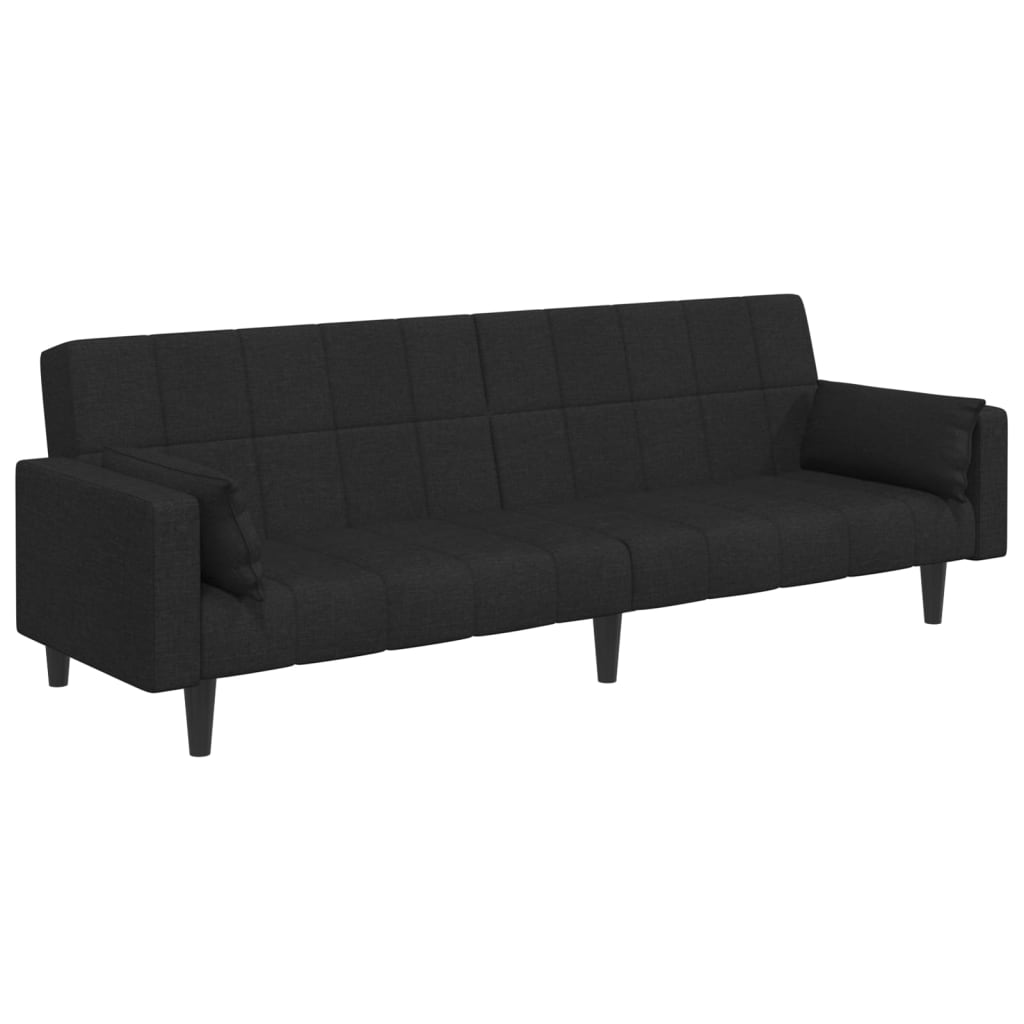 vidaXL 2-Seater Sofa Bed with Footstool Black Fabric