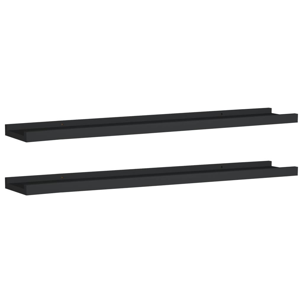 vidaXL Picture Frame Ledge Shelves 2 pcs Black 31.5"x3.5"x1.2" MDF