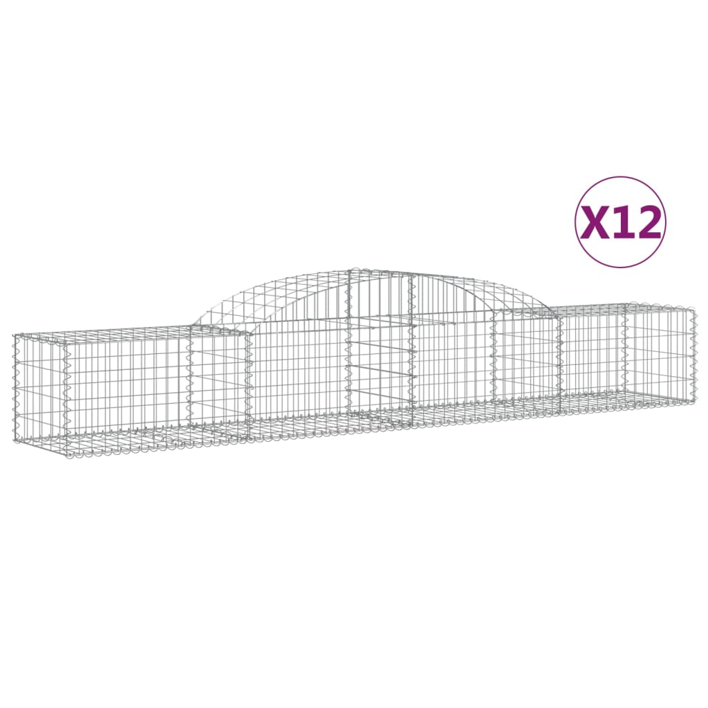 vidaXL Arched Gabion Baskets 12 pcs 118.1"x19.7"x15.7"/23.6" Galvanized Iron