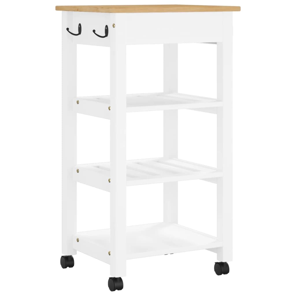 vidaXL Kitchen Trolley MONZA 18.9"x15.7"x35.4" Solid Wood Pine