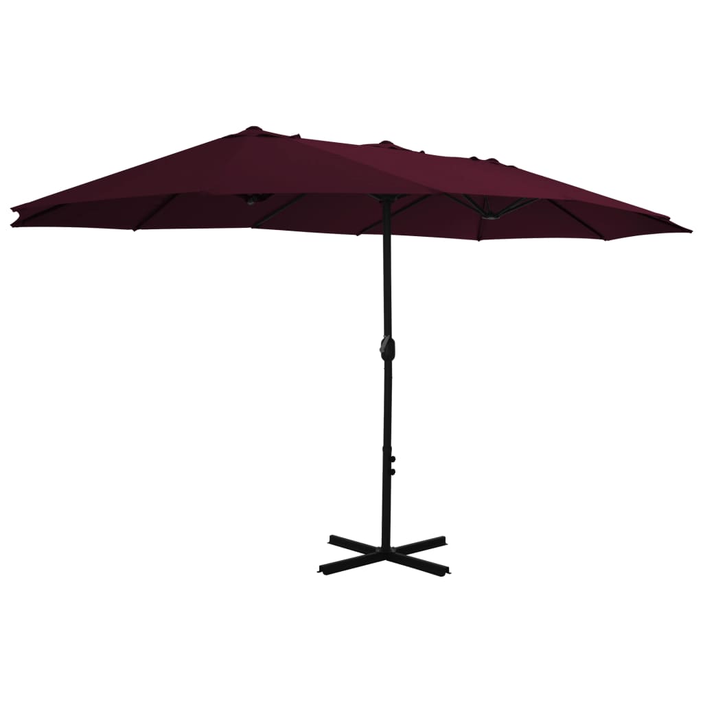 vidaXL Garden Parasol with Aluminum Pole 181.1"x106.3" Bordeaux Red