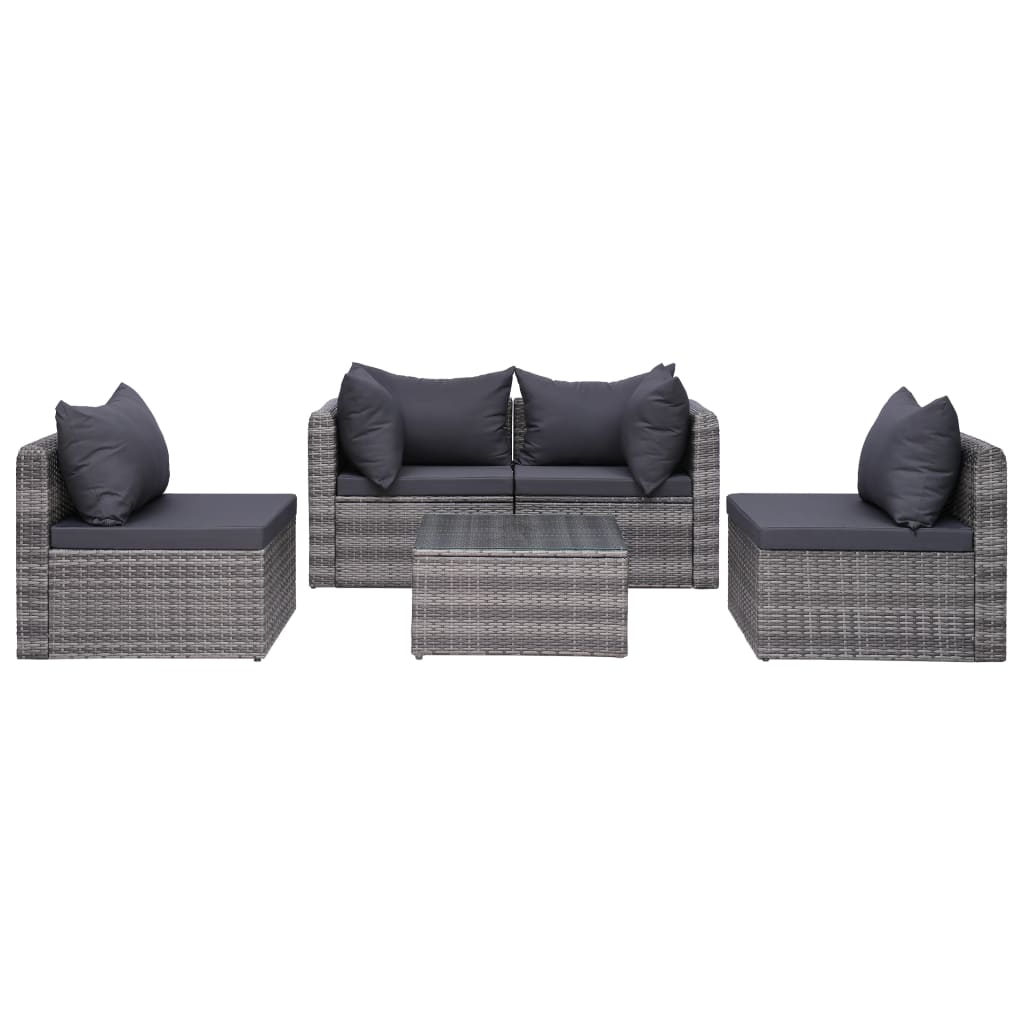 vidaXL 8 Piece Patio Lounge Set with Cushions Poly Rattan Gray