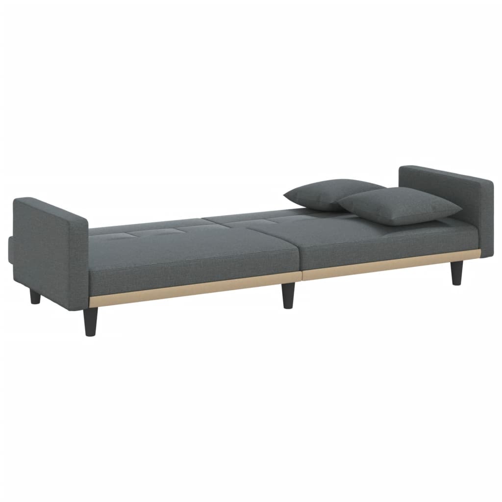 vidaXL Sofa Bed with Cushions Dark Gray Fabric