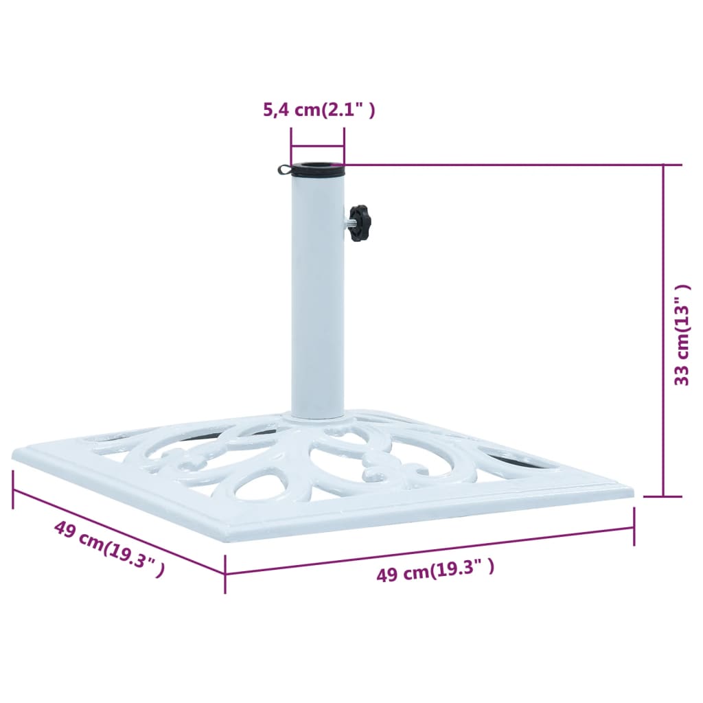 vidaXL Umbrella Base White 26.5 lbs 19.3" Cast Iron