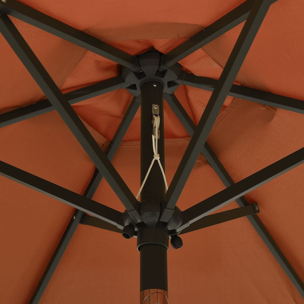 vidaXL Garden Parasol with LED Lights Terracotta 78.7"x83.1" Aluminum