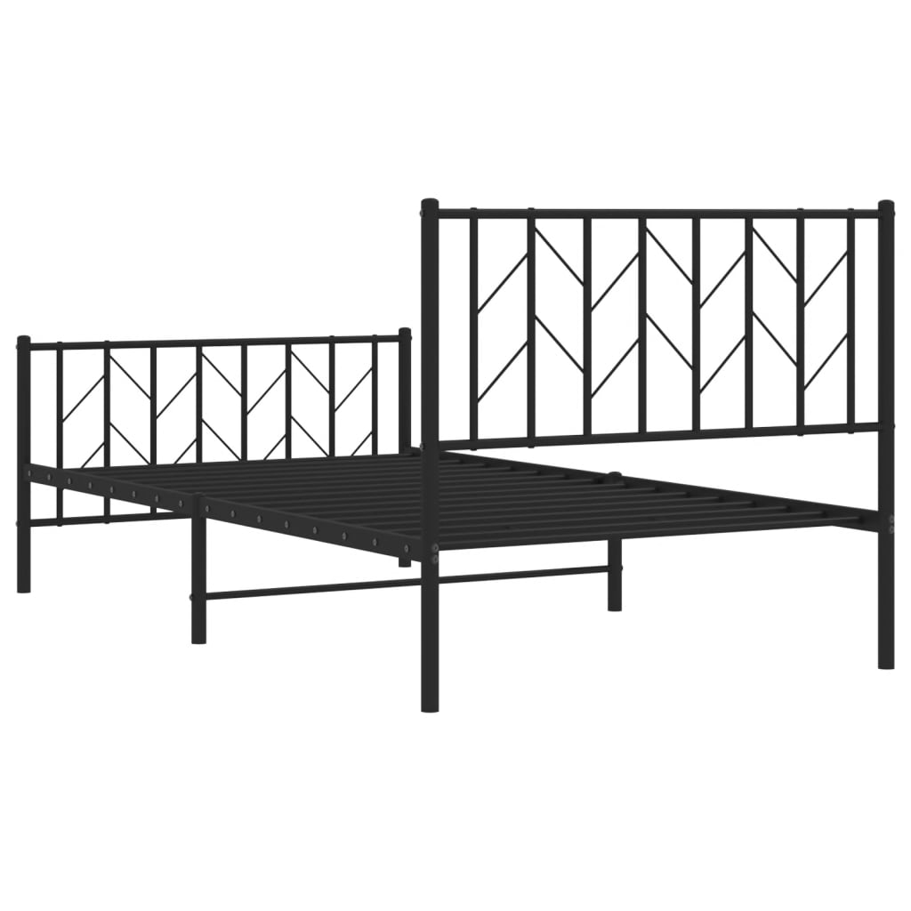 vidaXL Metal Bed Frame without Mattress with Footboard Black 39.4"x78.7"