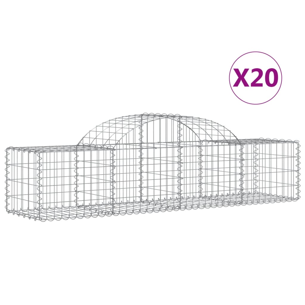 vidaXL Arched Gabion Baskets 20 pcs 78.7"x19.7"x15.7"/23.6" Galvanized Iron