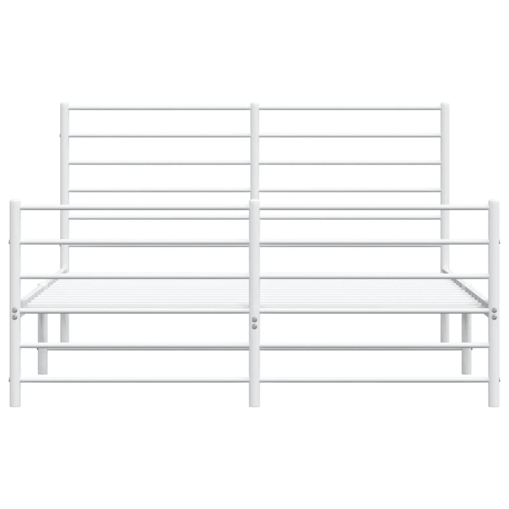 vidaXL Metal Bed Frame without Mattress with Footboard White 53.1"x74.8"