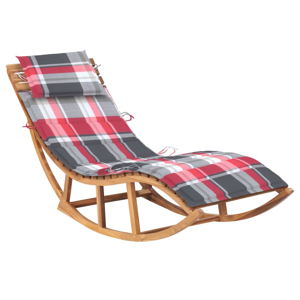 vidaXL Rocking Sun Lounger with Cushion Solid Teak Wood