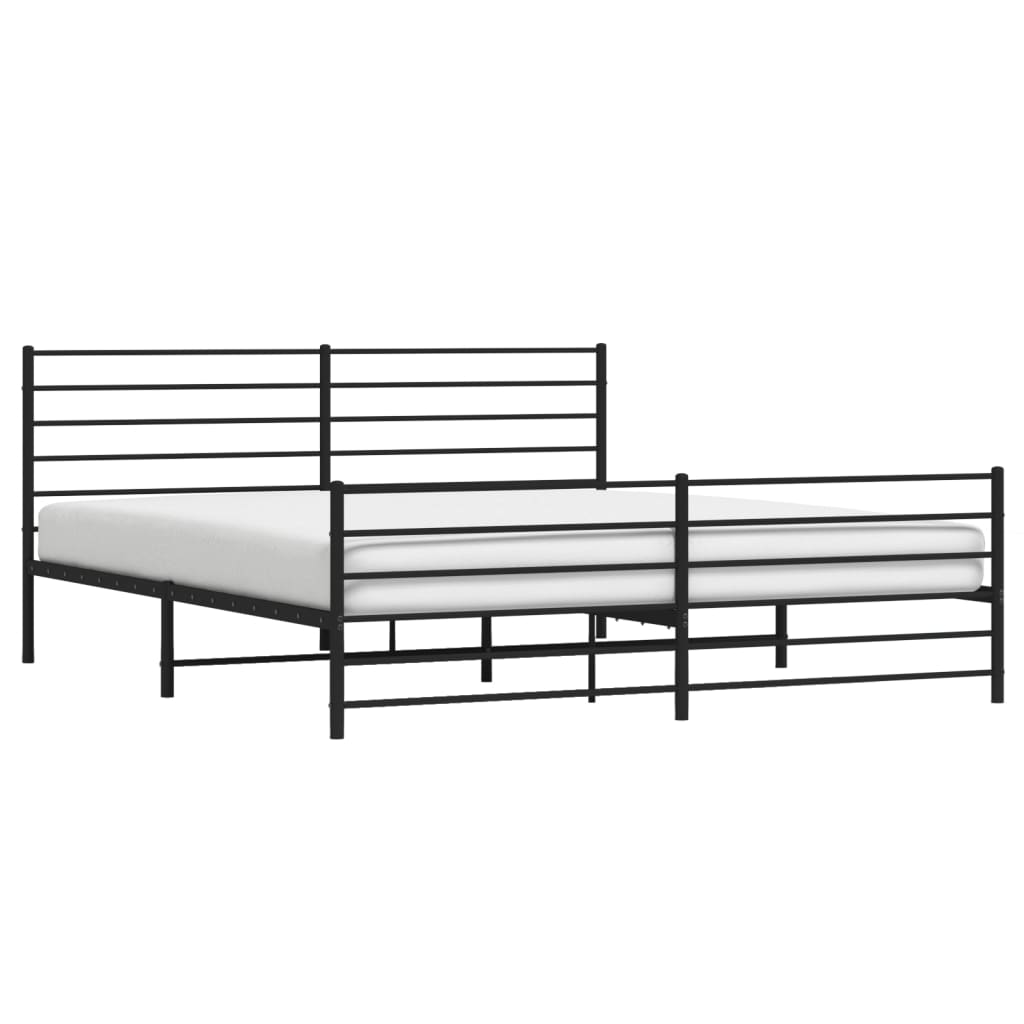 vidaXL Metal Bed Frame without Mattress with Footboard Black 72"x83.9"