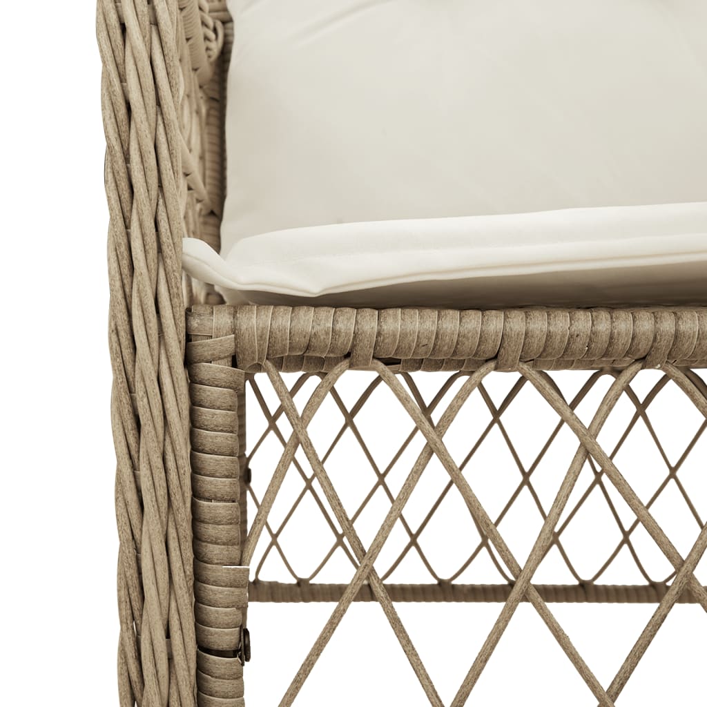 vidaXL Patio Chairs with Cushions 2 pcs Beige Poly Rattan