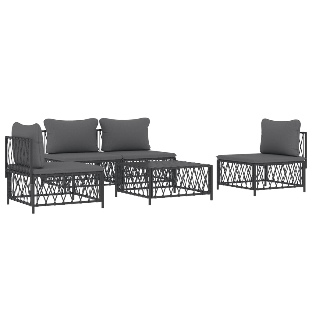 vidaXL 5 Piece Patio Lounge Set with Cushions Anthracite Steel