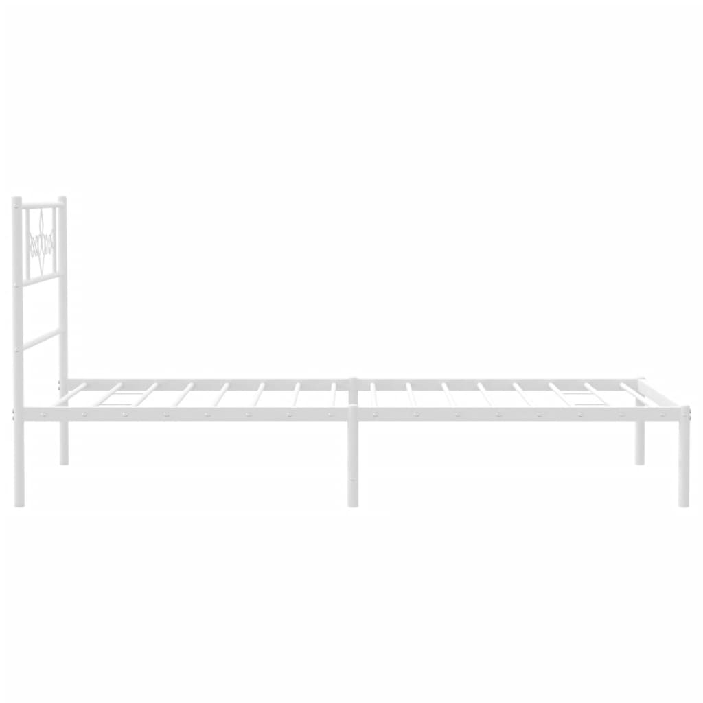 vidaXL Metal Bed Frame without Mattress with Headboard White 39.4"x78.7"