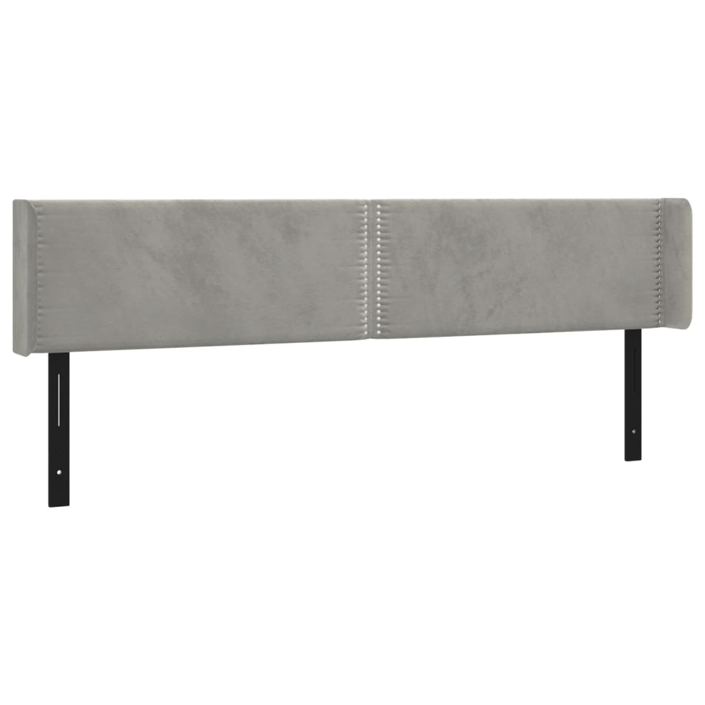 vidaXL Headboard with Ears Light Gray 72"x6.3"x30.7"/34.6" Velvet