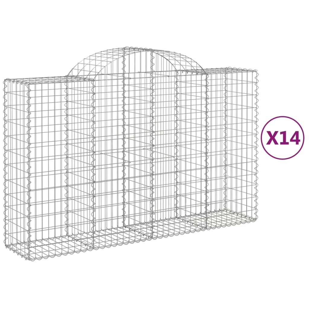 vidaXL Arched Gabion Baskets 14 pcs 78.7"x19.7"x47.2"/55.1" Galvanized Iron