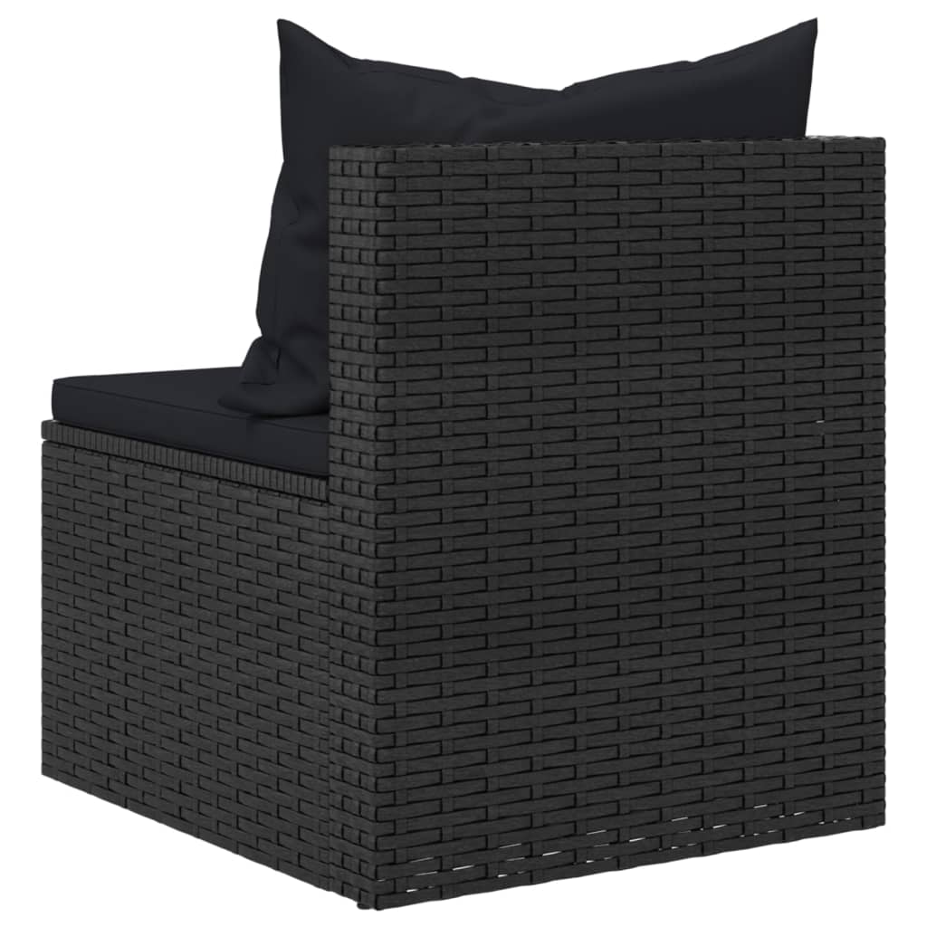 vidaXL 4 Piece Patio Sofa Set with Cushions Black Poly Rattan