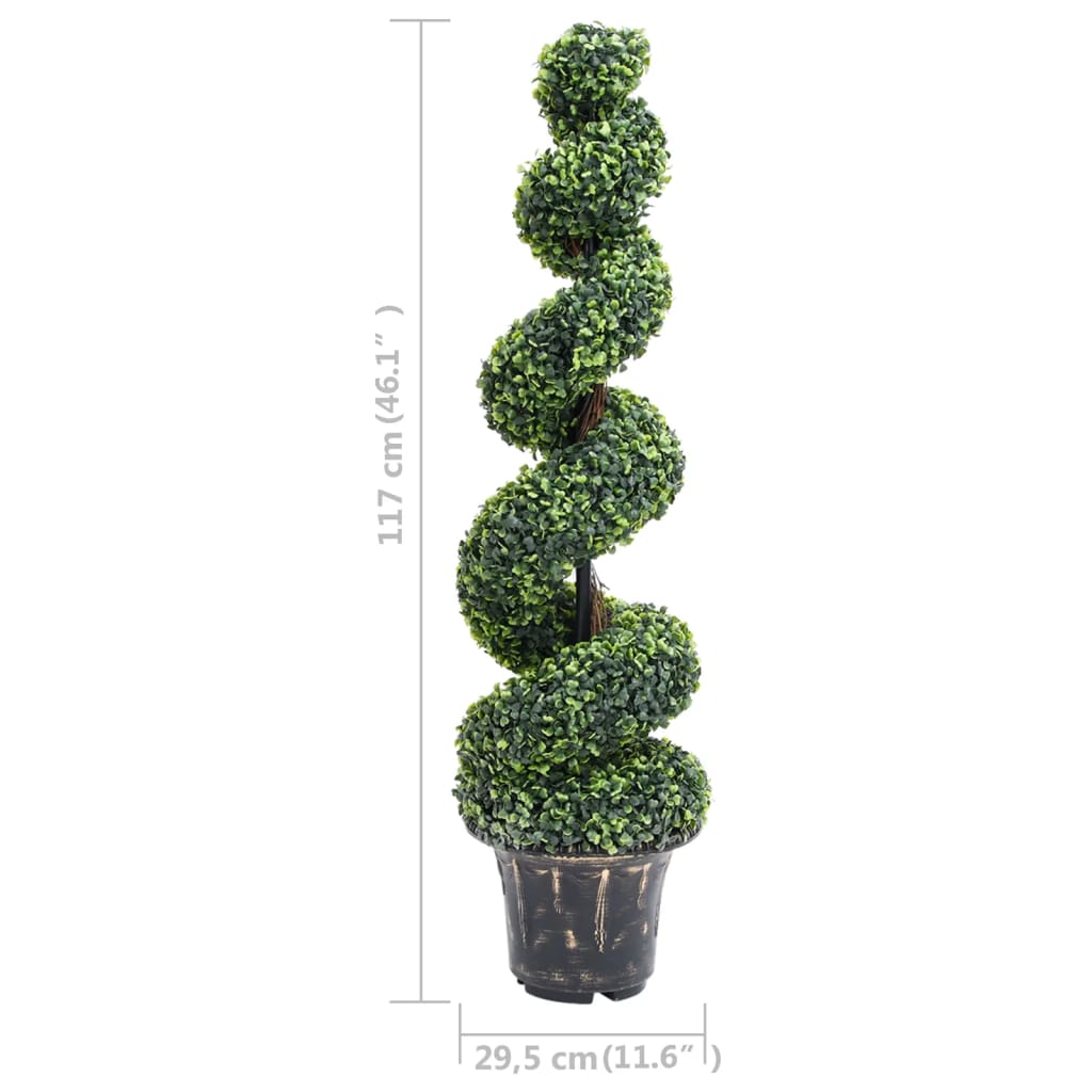 vidaXL Artificial Boxwood Spiral Plant with Pot Green 46.1"