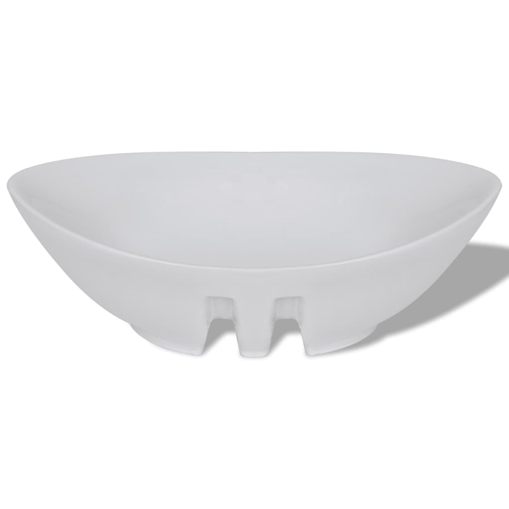 vidaXL Luxury Ceramic Basin Oval with Overflow 23.2" x 15.2"