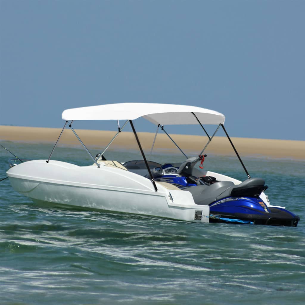 vidaXL 4 Bow Bimini Top White 95.7"x(90.6"-96.1")x53.9"