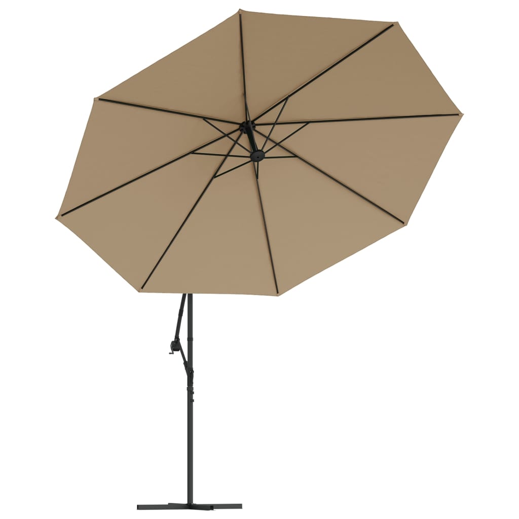 vidaXL Cantilever Garden Parasol with LED Lights and Metal Pole 137.8" Taupe