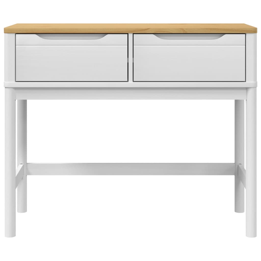 vidaXL Console Table FLORO White 35.2"x14.4"x28.7" Solid Wood Pine