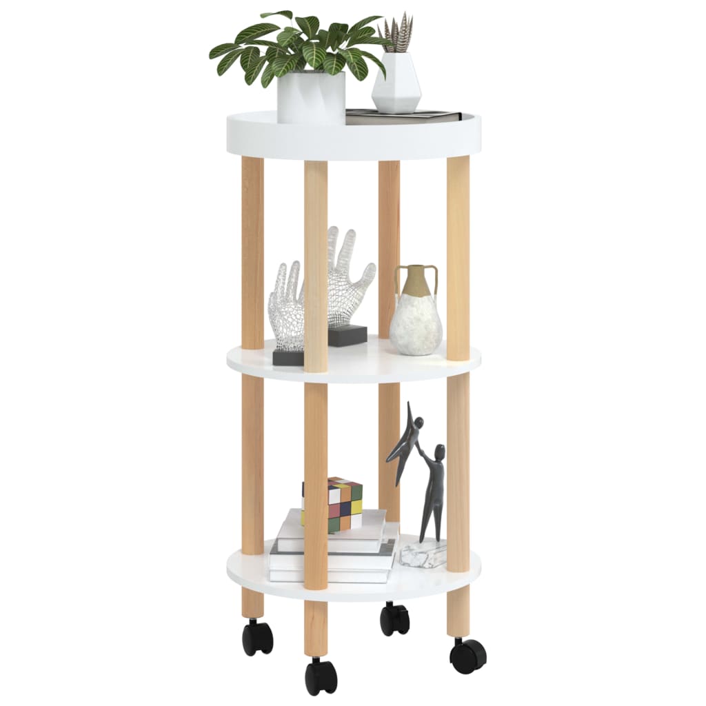 vidaXL 3-tier Trolley White 15"x15"x32.3" Engineered Wood&Solid Wood Pine