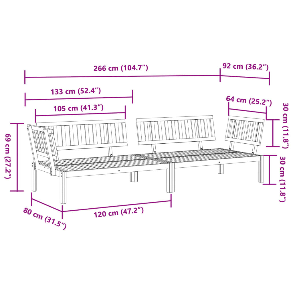 vidaXL Patio Pallet Corner Sofas 2 pcs Solid Wood Acacia