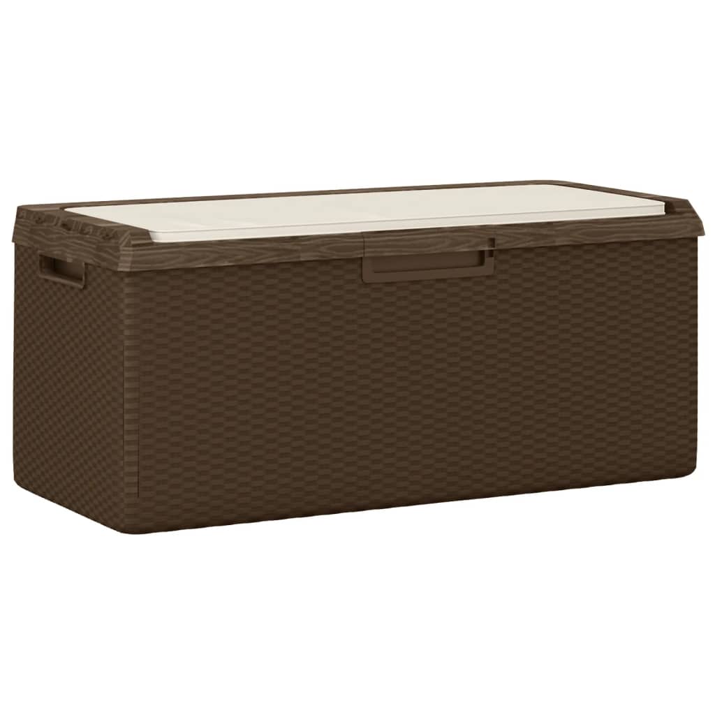 vidaXL Patio Storage Box with Seat Cushion Brown 92.5 gal PP