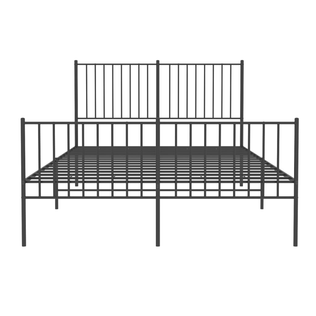 vidaXL Metal Bed Frame without Mattress with Footboard Black 53.1"x74.8"