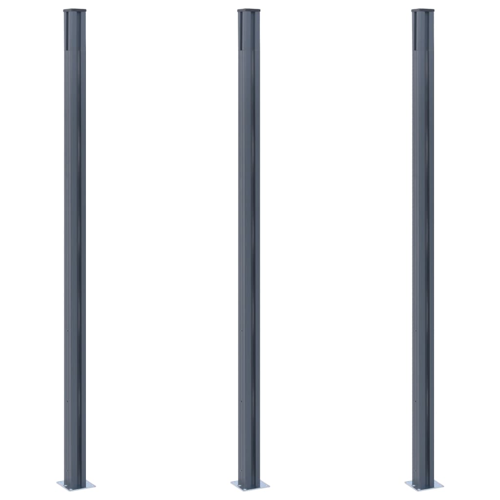 vidaXL Fence Posts 3 pcs Dark Gray 72.8" Aluminum