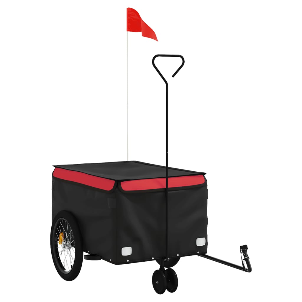 vidaXL Bike Trailer Black and Red 66.1 lb Iron