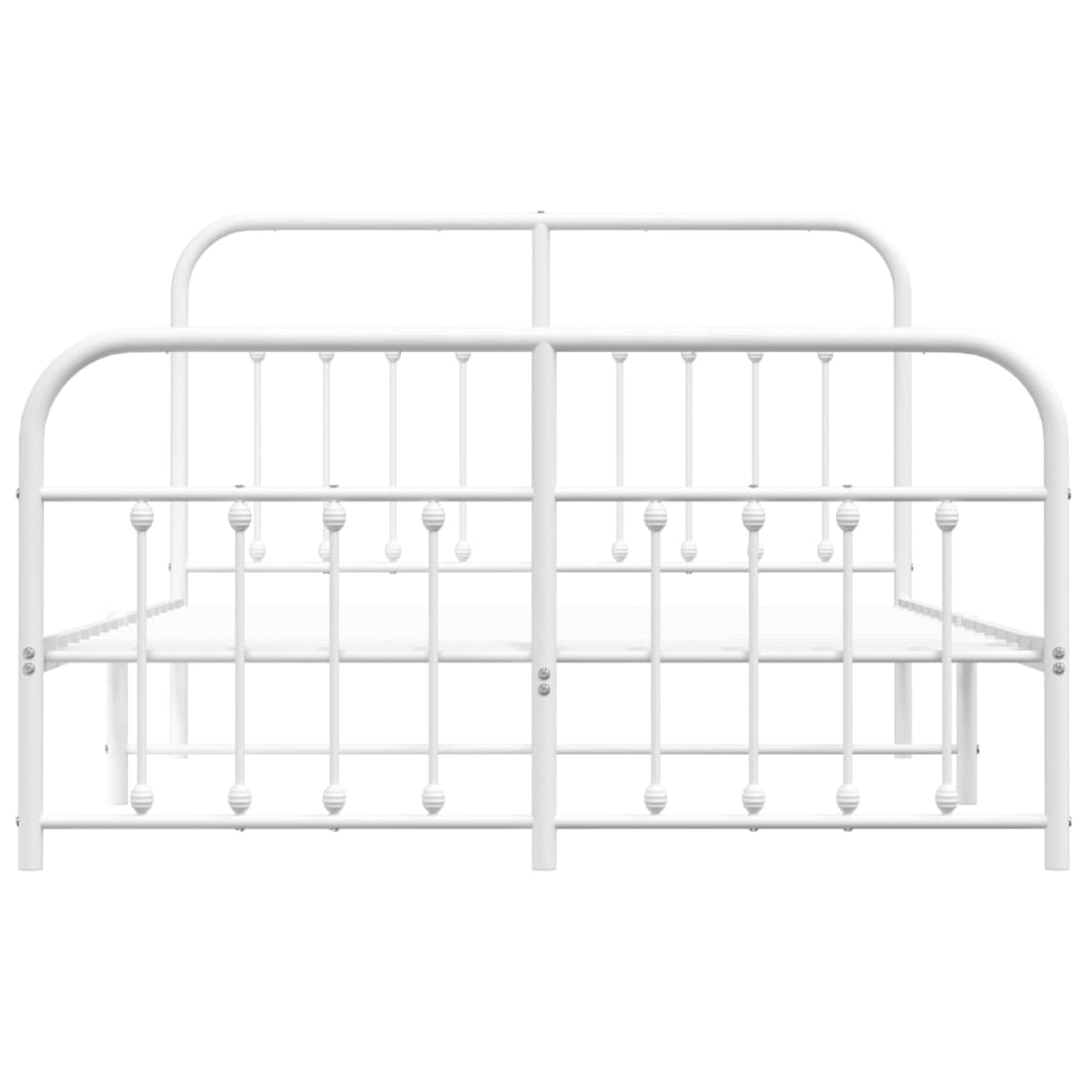 vidaXL Metal Bed Frame without Mattress with Footboard White 59.1"x78.7"