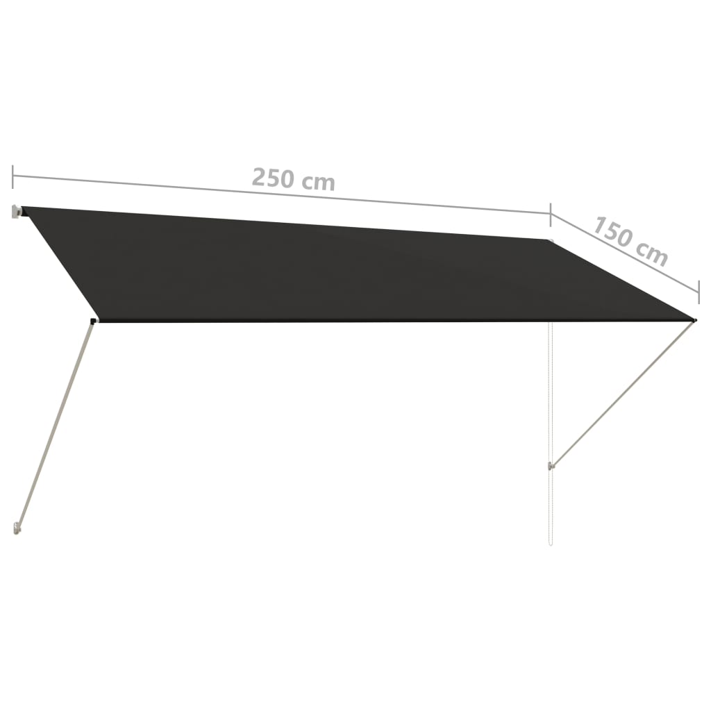 vidaXL Retractable Awning 98.4"x59.1" Anthracite