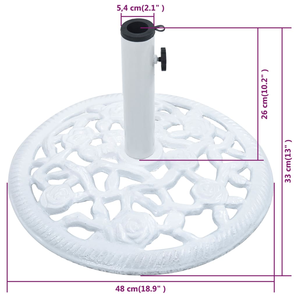 vidaXL Umbrella Base White 26.5 lbs 18.9" Cast Iron