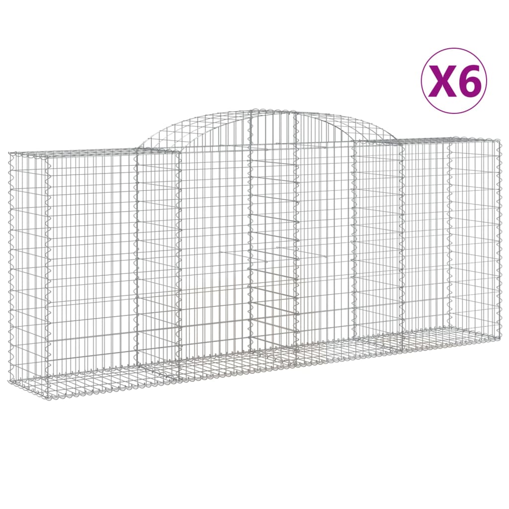 vidaXL Arched Gabion Baskets 6 pcs 118.1"x19.7"x47.2"/55.1" Galvanized Iron