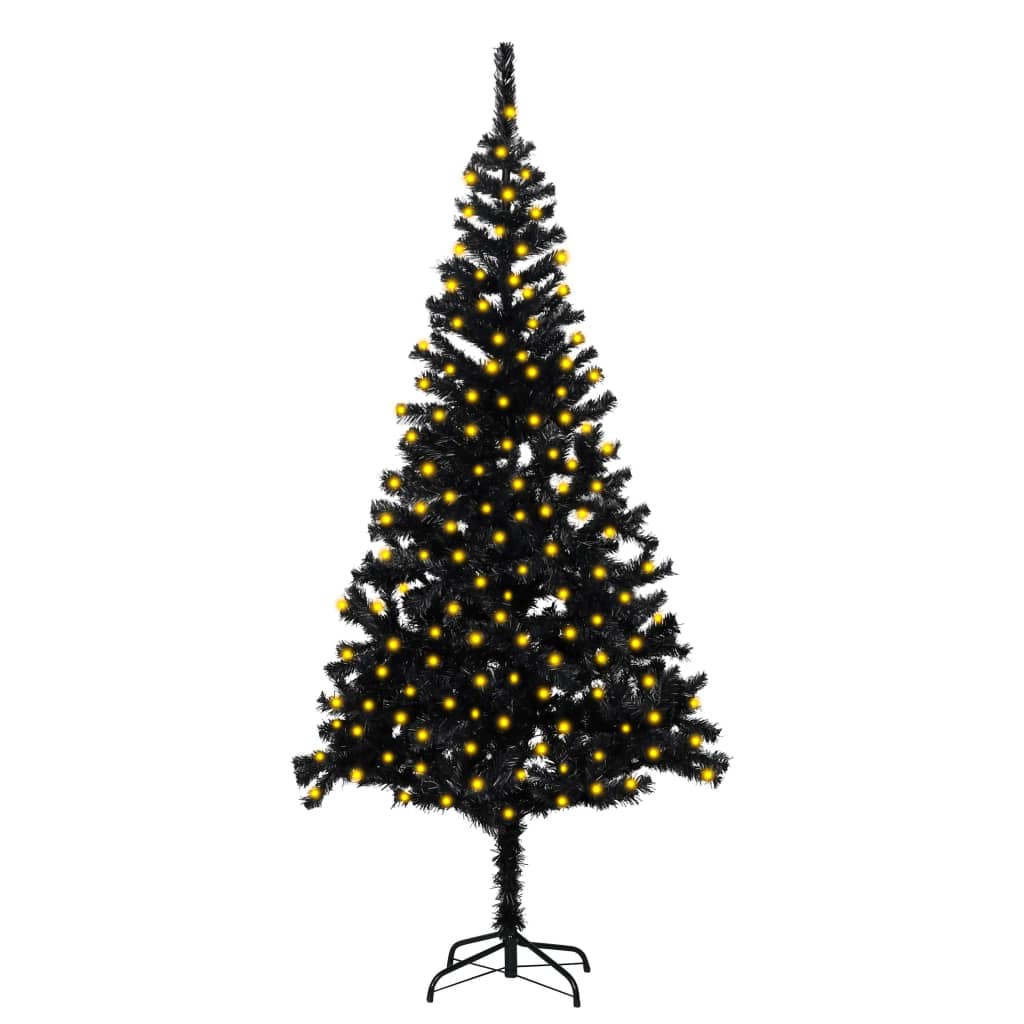 vidaXL Artificial Pre-lit Christmas Tree with Stand Black 82.7" PVC