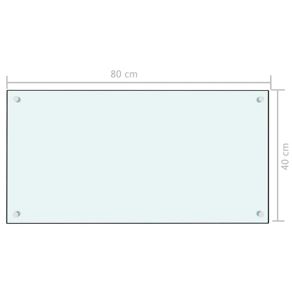 vidaXL Kitchen Backsplash White 31.5"x15.7" Tempered Glass