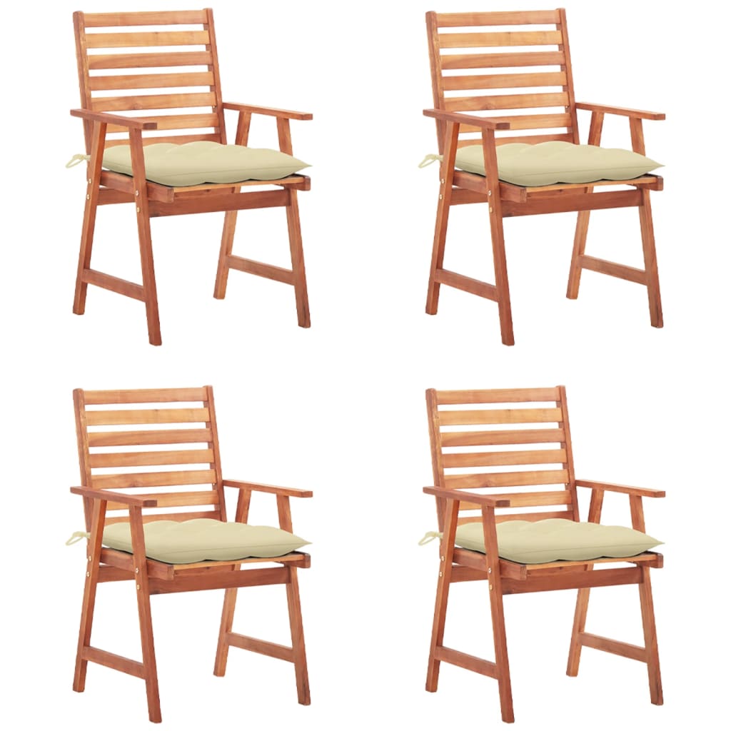 vidaXL Patio Dining Chairs 4 pcs with Cushions Solid Acacia Wood