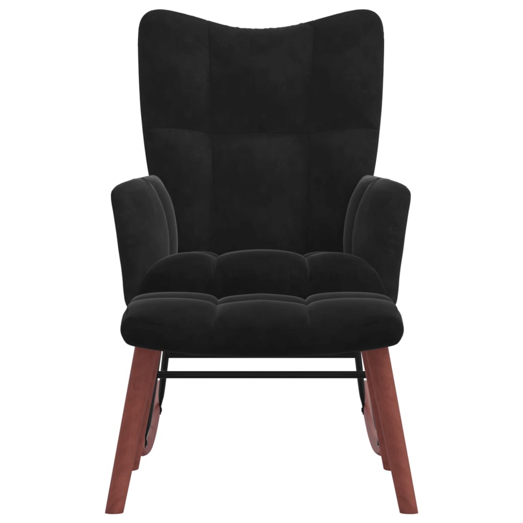 vidaXL Rocking Chair with Ottoman Black Velvet