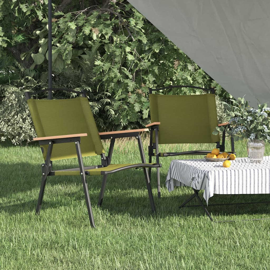 vidaXL Camping Chairs 2 pcs Green 21.3"x21.7"x30.7" Oxford Fabric